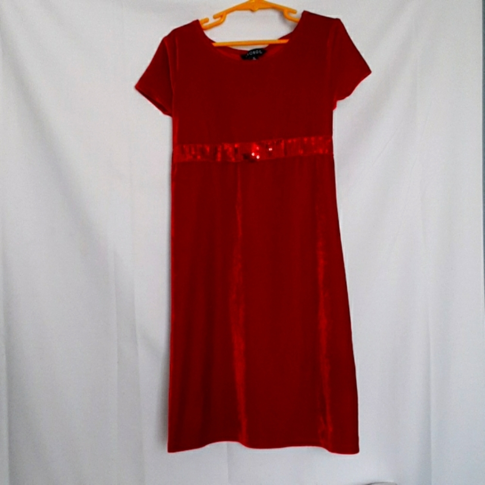 GEORGE GIRL'S RED VELET PARTY DRESS